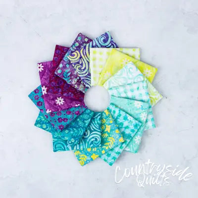 Batiks Daisy Dots Fat Quarter Bundle B, 14 Pcs.