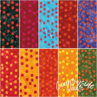 Batiks Elementals Polka Pop Fat Quarter Bundle B, 10 Pcs.