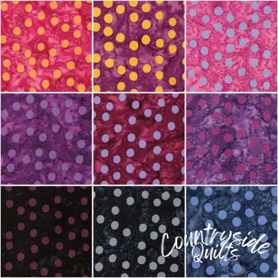 Batiks Elementals Polka Pop Fat Quarter Bundle C, 9 Pcs.