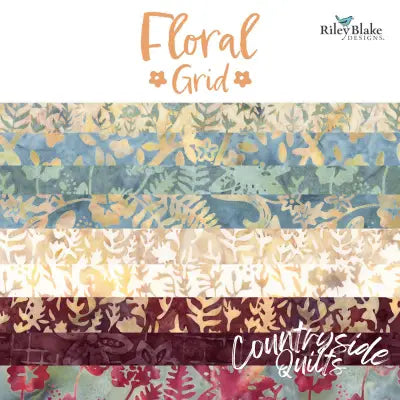 Batiks Floral Grid Old China 2.5 Inch Rolie Polie B, 40 Pcs.