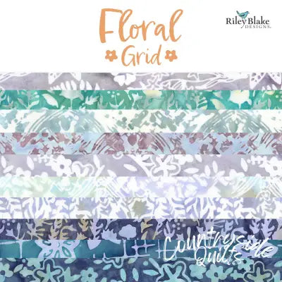 Batiks Floral Grid Seafoam Splash 10 Inch Stacker A, 42 Pcs.