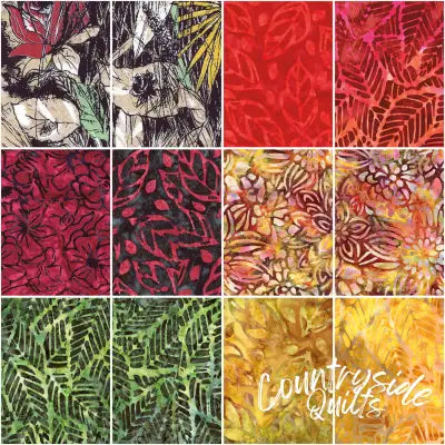 Batiks Floral Reflections Fat Quarter Bundle A, 12 Pcs.