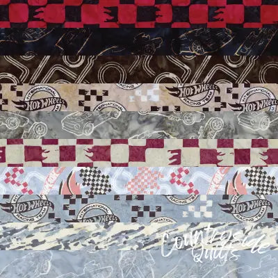 Batiks Full Throttle Hot Wheels Classic Racing 5in Squares 42 Pcs.