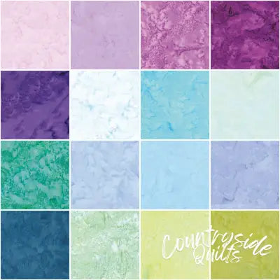 Batiks Hand-Dyes Misty Meadows Fat Quarter Bundle, 16 Pcs.