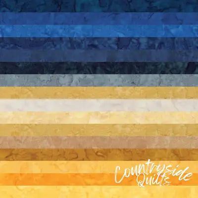 Batiks Hand-Dyes Tuscan Blue Fat Quarter Bundle, 16pcs