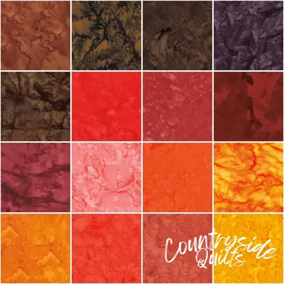 Batiks Hand-Dyes Warm Glow 2-1/2in Strips, 40pcs/bundle