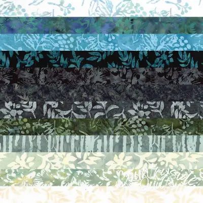Batiks Holiday Charm Midwinter Teal 2.5in Strips, B, 40 Pcs.