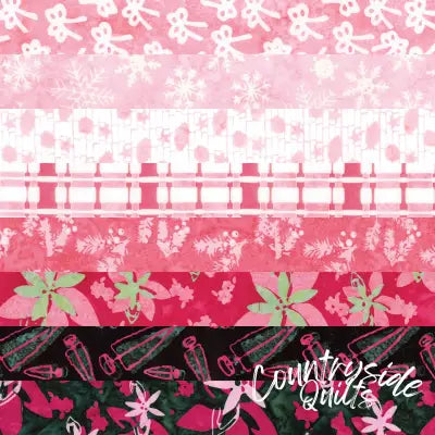 Batiks Holiday Happiness Poinsettia Fat Quarter Bundle 8 Pcs.