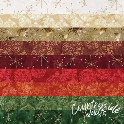 Batiks Holiday Sparkle Festive Fat Quarter Bundle, 9pcs