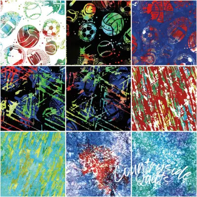Batiks Lets Play Ball Fat Quarter Bundle B, 12pcs/bundle