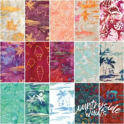 Batiks Places You'll Go Beach Sunset & Island Breeze 2-1/2in Strips, 40pcs