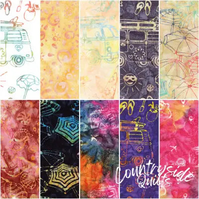 Batiks Places You'll Go Groovy Town 2.5 Inch Rolie Polie D, 40 Pcs.