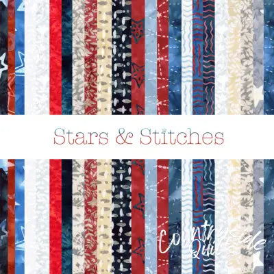 Batiks Stars & Stitches 2.5in Strips, 40pcs