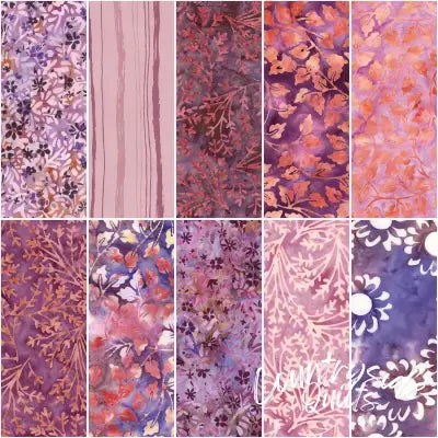 Batiks Wildflowers Misty 2.5in Strips A, 40pcs