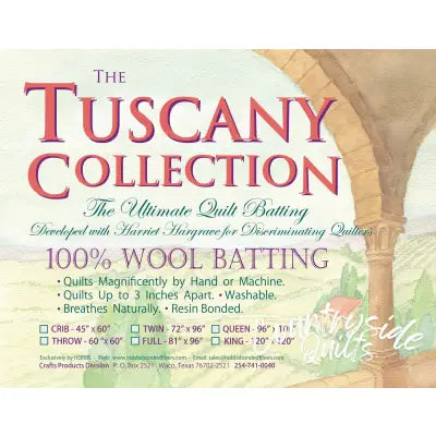 Batting Tuscany 100% Washable Wool 96in x 108in Queen