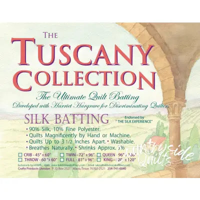 Batting Tuscany Silk Polyester Blend 96in x 108in Queen