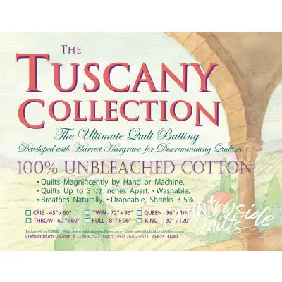 Batting Tuscany Unbleached Cotton 60in x 60in Throw