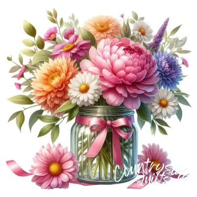 Flowers in a Jar Fabric Panel 9