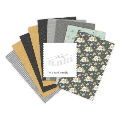 Bees and Blossoms 1 Yard Bundle Dark Gray, 9 Pcs.