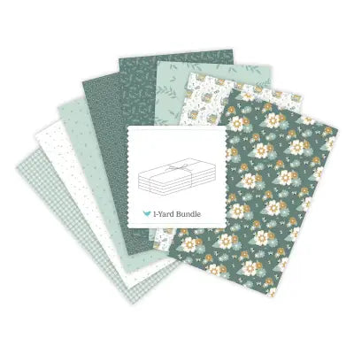 Bees and Blossoms 1 Yard Bundle Teal, 8 Pcs.