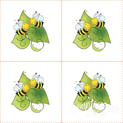 Bees Leaves 3in Fabric Panels