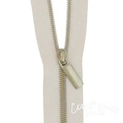 Beige #3 Nylon Antique Coil Zippers: 3 Yards with 9 Pulls