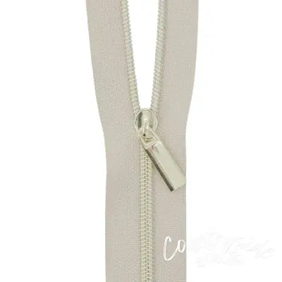 Beige #3 Nylon Gold Coil Zippers: 3 Yards with 9 Pulls