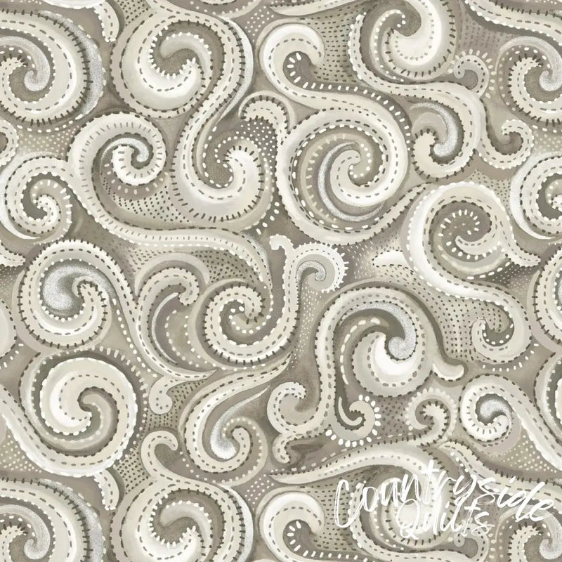 Beige Whirlwind Swirl Cotton Wideback Fabric per yard