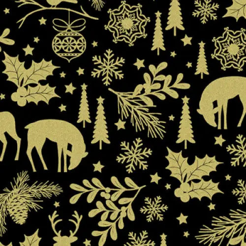 Benartex HOLIDAY FOREST BLACK By KANVAS STUDIO 12524M-12