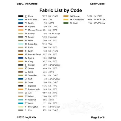 Big G the Giraffe Pattern