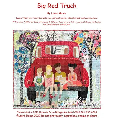 Big Red Truck Collage Pattern