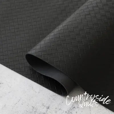 Black Basket Weave Faux Leather 1/2yd