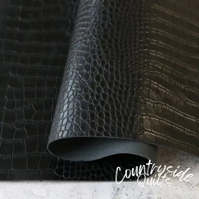 Black Faux Alligator Leather 1/2yds