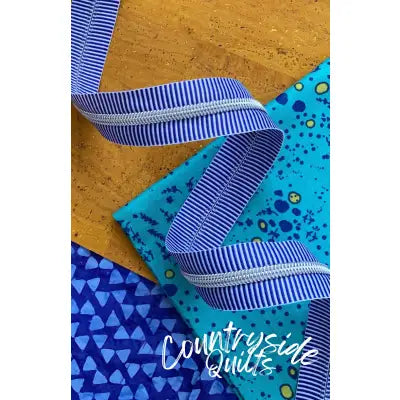 Blue Stripe Zipper Tape with Nickel Teeth