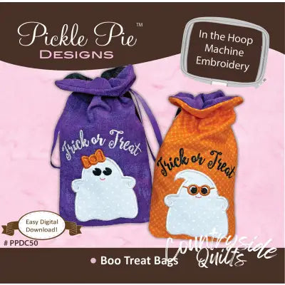 Boo Treat Bags In the Hoop Machine Embroidery Design