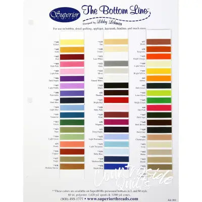 Bottom Line Thread Color Card