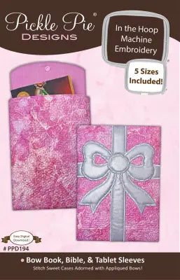 Bow Book, Bible, and Laptop Sleeves In the Hoop Machine Embroidery Design Set