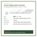 Batting profile: Gypsy Quilter Cotton – Low loft, 100% Cotton