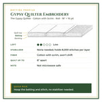 Batting profile: Gypsy Quilter Embroidery – Low loft, Cotton with Scrim