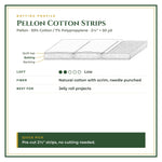 Batting profile: Pellon Cotton Strips – Low loft, 93% Cotton / 7% Polypropylene