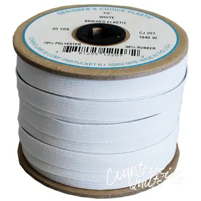 Braid Elastic 1/2in x 60yd. White