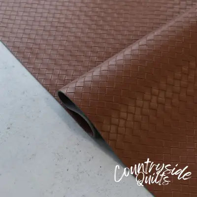 Bran Basket Weave Faux Leather 1/2 Yard