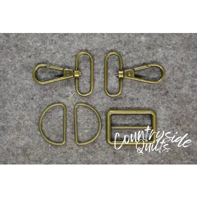 Bronze 1-1/4in Wide Bag Strap Hardware 5pc
