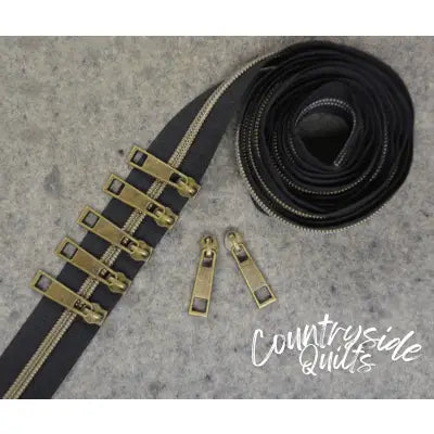 Bronze Zipper, Black Tape