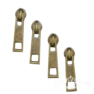 Bronze Zipper Pulls, Pack of 4