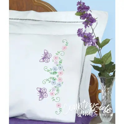 Butterflies & Flowers Perle Edge Pillowcases