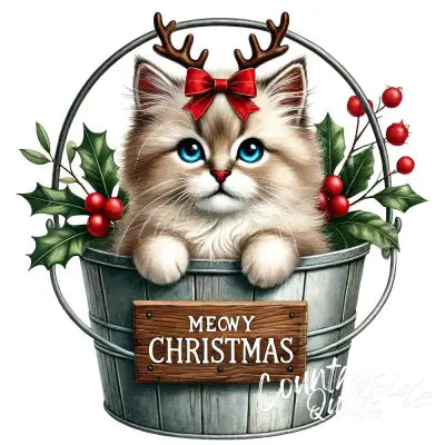 Meowy Christmas Fabric Panel 17