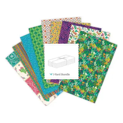 Cacti & Charm 1 Yard Bundle Teal, 9 Pcs.