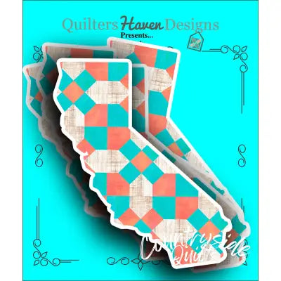 California Quilt Sticker 6pk