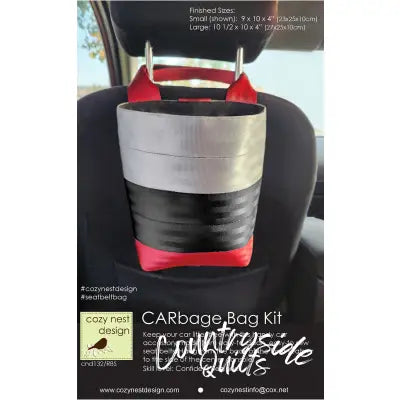 CARbage Seat Belt Vehicle Large Litter Bag in Silver Black & Red